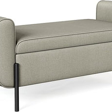 SONGMICS Storage Bench with Armrests, Ottoman with Storage for Living Room, Storage Ottoman Bench for Bedroom, Entryway, Living Room, Steel Legs, Camel Brown ULOM072K03