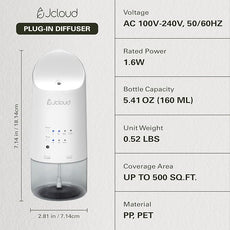 JCLOUD 2025 Plug in Diffuser for Essential Oils, Waterless Scent Diffuser Cover Up to 500 Sq. Ft. for Home, Office, Spa – Portable Smart Wall Diffuser 160ML, White