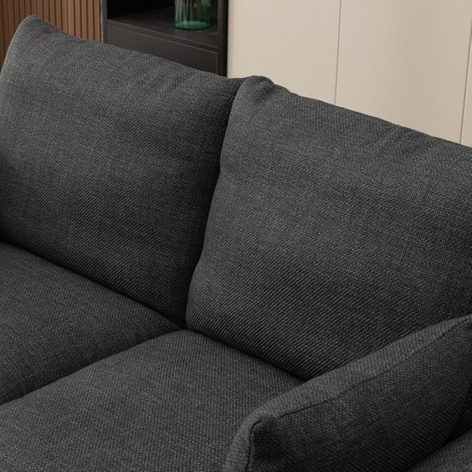 Panana Modern 2 and 3 Seats Loveseat Sofa Couch with Storage, Small Love Seat Couches for Living Room, Bedroom, Apartment, Office (Light Gray Linen Fabric, Sock Arm - 3 Seater)