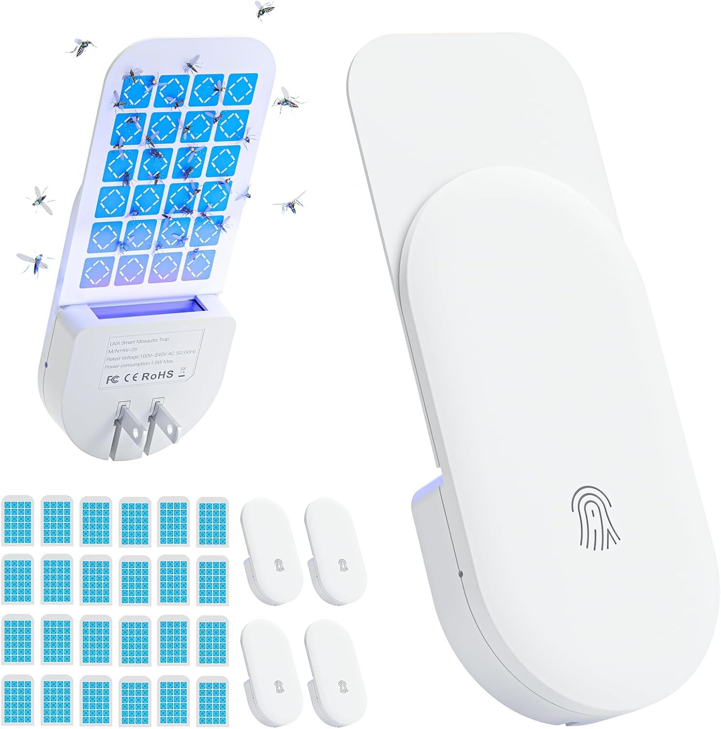 TIENBE Flying Insect Trap, 2 in 1 Indoor Plug-in Fruit Fly Trap, 1 Trap White and 6 Glue Cards, Fruit Fly Traps for Gnat, Moth, Mosquito, Suitable for Every Part of The Home Dormly