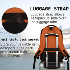 Laptop Backpack,Business Travel Anti Theft Slim Durable Laptops Backpack with USB Charging Port,Water Resistant College Computer Bag for Women & Men Fits 15.6 Inch Laptop and Notebook-Orange