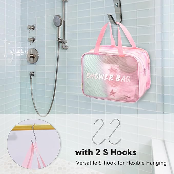 Large Mesh Shower Caddy with Wet & Dry Zones – Portable Hanging Toiletry Bag for College Dorm Room Essentials, Travel, Gym, Camping, Beach Tote Bag – Quick-Dry Shower Tote Organizer