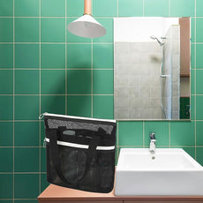 Mesh Shower Caddy Portable with Zipper & 2 Pockets - Quick Dry Shower Caddy Hanging for Travel Gym Camp Beach - Organizer Bag Bathroom Essentials for College Dorm
