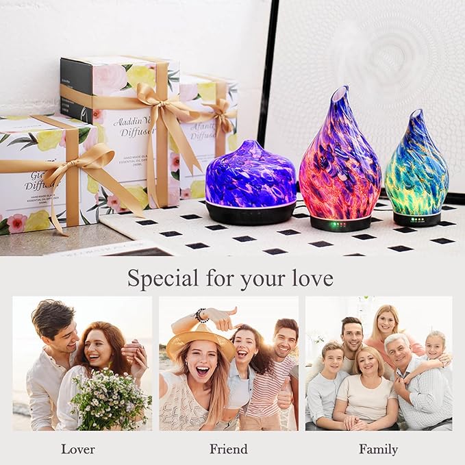 Porseme 500ml Glass Essential Oil Diffuser Aromatherapy Ultrasonic Cool Mist Humidifier 15-21 Running Hours Waterless Auto-Off Air Diffusers for Sleeping Yoga Office Working Spa and Rest (Deep Blue)