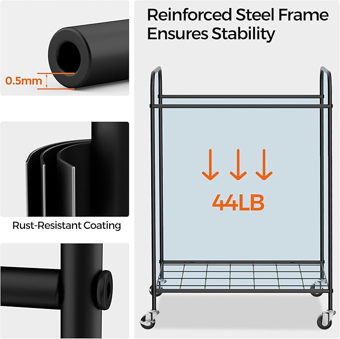 Laundry Hamper with Wheels, 90L Laundry Basket with Handle, Laundry Sorter with Removable Liner Bag