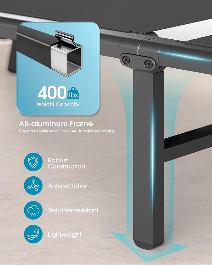 Ciokea Aluminum Outdoor Lounge Chair Set of 4- No Assembly Needed, Foldable Patio Chaise Lounge with 5 Adjustable Positions, Reinforced Frame for Extra Durability, Pool Beach Lounge Chair,Grey