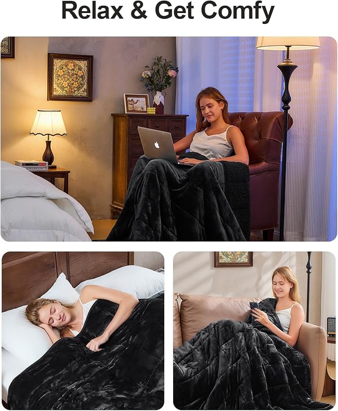 Super Fuzzy Soft Sherpa Fleece Weighted Blanket, 15 lbs Dual Sided Fluffy Heavy Weighted Blankets for Adults - No Bunching with Double Layers of Soft Inner Lining (80"x 87", 15 Pounds)