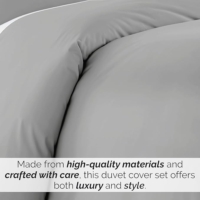 Southshore Fine Living, Inc. Premium Collection Twin Duvet Cover Bedding Set, Soft Grey Duvet Cover Bedspread 2-Piece with one Matching sham (69 in Wide x 98 in Long), Steel Grey, Twin/Twin XL