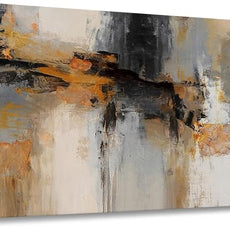 Abstract Canvas Wall Art - Large Framed Gray and Orange Paintings - Modern Wall Art Decor for Living Room & Office - Includes Pictures for Home Decoration Artwork for Bedroom 24×48IN