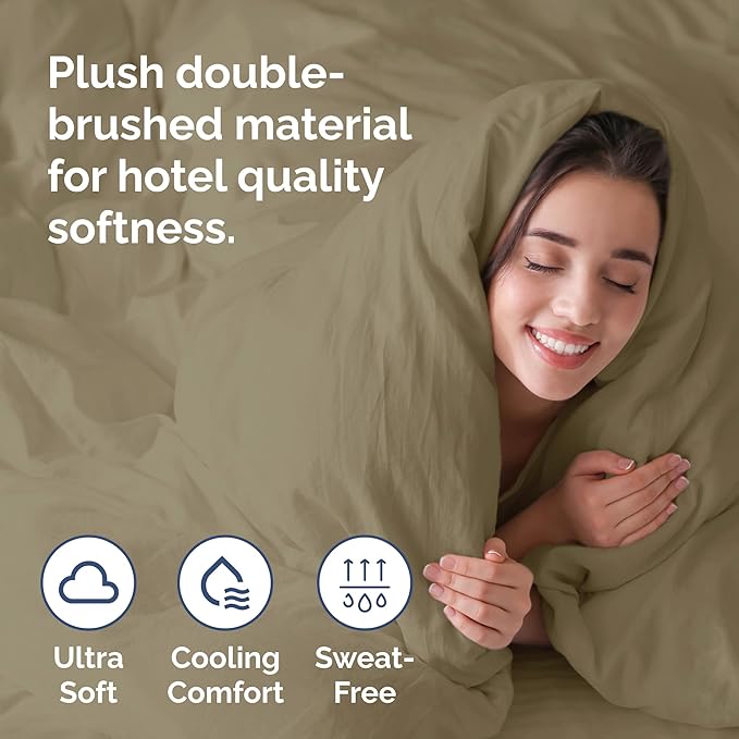 CGK Unlimited Duvet Cover Twin/Twin XL Size Set - Extra Soft Duvet Cover 68 x 90 with 1 Pillow Sham - Hotel Quality, Fade Free w/Zipper Closures & Ties - Bedding and Bed Linens Set (Khaki)