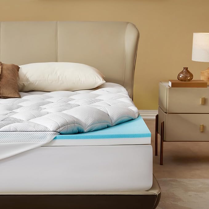 Bedlore 4-Inch Twin Mattress Topper for Back Pain - Dual Layer Medium Support (2" Gel Memory Foam + 2" Cooling Fluffy Pillow Top Pad), Breathable & Pressure Relief (White)