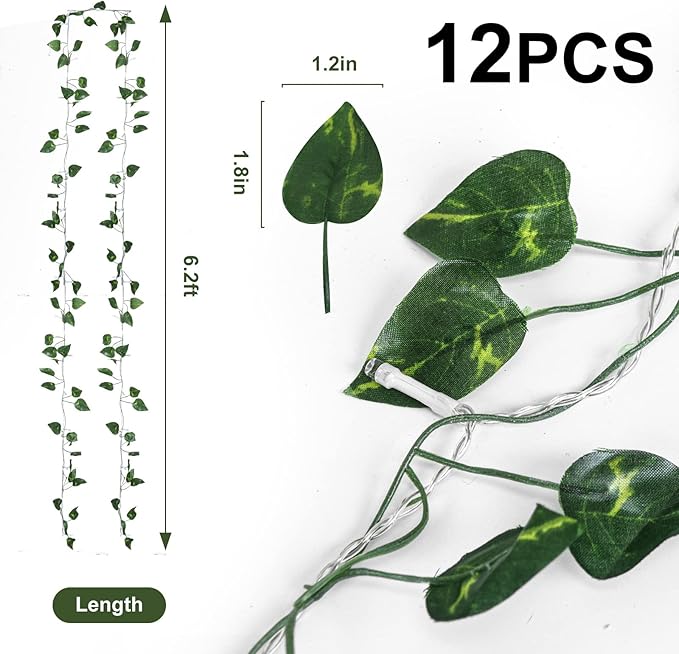 H-Wniniai Fake Vines for Bedroom 12 Strings Total 84Ft 240 LED String Light Hanging Fake Leaves Room Decor, Wall Vines Decor for Garden Office Wedding