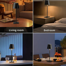 KDG 2 Pack Cordless Table Lamp, RGB Color Stepless Dimming Up, 4000mAh Battery Operated Portable LED Desk Lamp, for Dinning Room, Bedroom, Bar, Outdoor Garden, Camping, Night Light (Black)