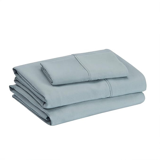 Amazon Basics Lightweight Super Soft Easy Care Microfiber 3 Piece Bed Sheet Set with 14-Inch Deep Pockets, Twin XL, Spa Blue, Solid AmazonBasics