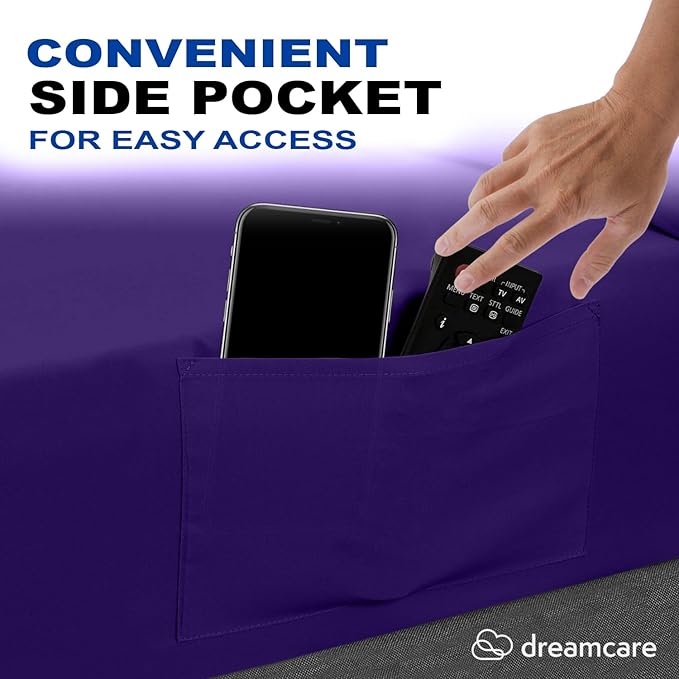 DREAMCARE Full Size Sheets - Cooling Bed Sheets - 4pcs Set - up to 15" Deep Pocket Full Sheet Set - Sheets Full Size Bed - Soft & Long Lasting 100% Fine Brushed Polyester with Side Pocket - Purple DREAMCARE