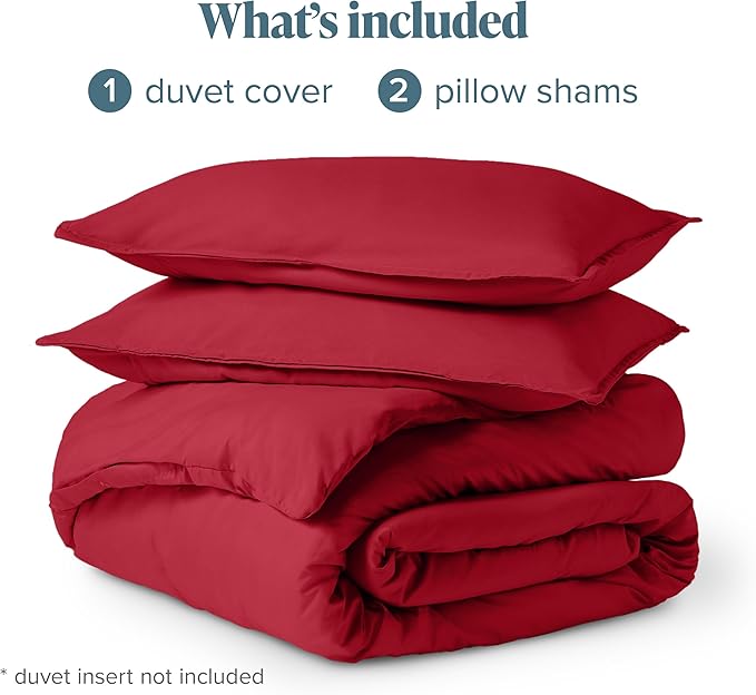 Bare Home Bedding Duvet Cover King Size - Premium 1800 Super Soft Collection - Lightweight, Cooling - Soft Breathable Bedding Duvet Cover (King, Red)