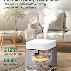 Mifasol Stainless Steel Humidifier, 3.3L/0.87Gal Steam Humidifier Large Room up to 800 sq ft, Easy to Clean Warm Mist Humidifiers for Bedroom Baby Nursery Home Office, White