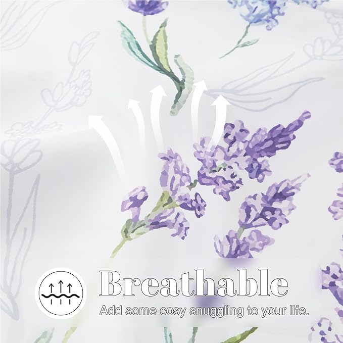 EXQ Home Satin Pillowcase for Hair and Skin Body- Flower Printed Lavender Silk Pillowcase 20x54 inches - Body Pillow Cases with Envelope Closure, Gifts for Women