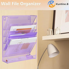 Kuntine.B Wall File Organizer (Purple, 6 Tier)