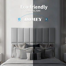 Art3d Peel and Stick Headboard for Full in Grey, Pack of 6 Panels Sized 9.84