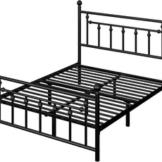 Allewie 14 Inch Full Size Metal Platform Bed Frame with Victorian Vintage Headboard and Footboard/Mattress Foundation/Under Bed Storage/No Box Spring Needed/Easy Assembly/Noise Free/Black
