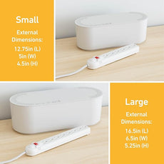 D-Line Cable Management Box, Power Strip Holder, Floor Outlet Hiders, Desk Cord Organizer, Cover TV Wires, Wire Storage – 16.5 in (Length) x 6.5in (Width) x 5.25in (Height) - Large, White