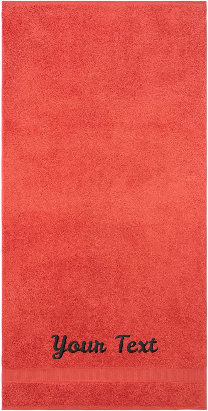 Personalized Bath Sheet Towels for Bathroom, Hotel, Spa, Pool, College Dorm, Super Soft, Highly Absorbent Turkish Cotton Monogrammed Oversized Towel 40" x 80" Extra Large Jumbo Bath Sheets, Coral