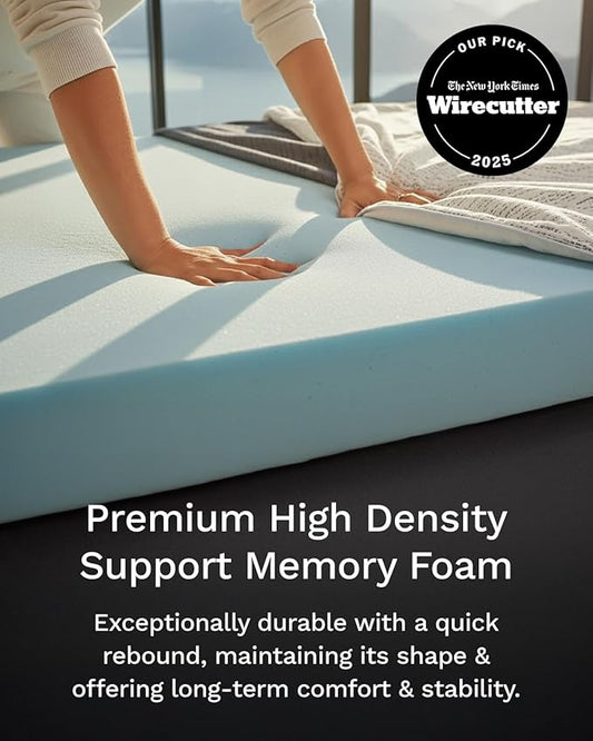 ViscoSoft 4 Inch Memory Foam Mattress Topper Cal King - Select High Density Ventilated Mattress Pad - Premium Removable Rayon Cover
