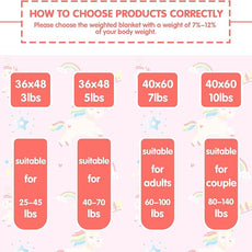 yescool Unicorn Weighted Blanket 5 Pounds Cooling Weighted Lap Blanket, Pink Rainbow Heavy Blankets, Breathable Weighted Throw Blanket Gift for 40-60lbs, 36