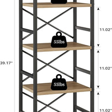 Bookshelf, Kid's Bookshelf, 4 Tier Small Bookcase, Metal Small Bookcase, Book Shelf Organization and Storage for Living Room, Bedroom, and Home Office (Light Coffee)