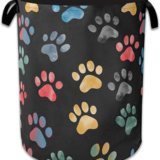 Cute Cat Dog Paw Prints Laundry Basket,Foldable Oxford Cloth Laundry Hamper With Handle, 20.8