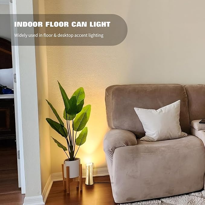 Uplighting Indoor Floor Can Light，Spot Lights with 12W 3000k GU10 Bulbs，Accent Lighting LED Up Lights SpotLights for Home Plant, 5.9 FT Plug Cord & Foot Switch, 2 Pack