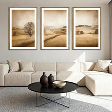 BINCUE Framed Countryside Wall Art Rustic Village Wall Decor Farmhouse Landscape Art Print for Living Room Bedroom Office 16x24 Inches Set of 3