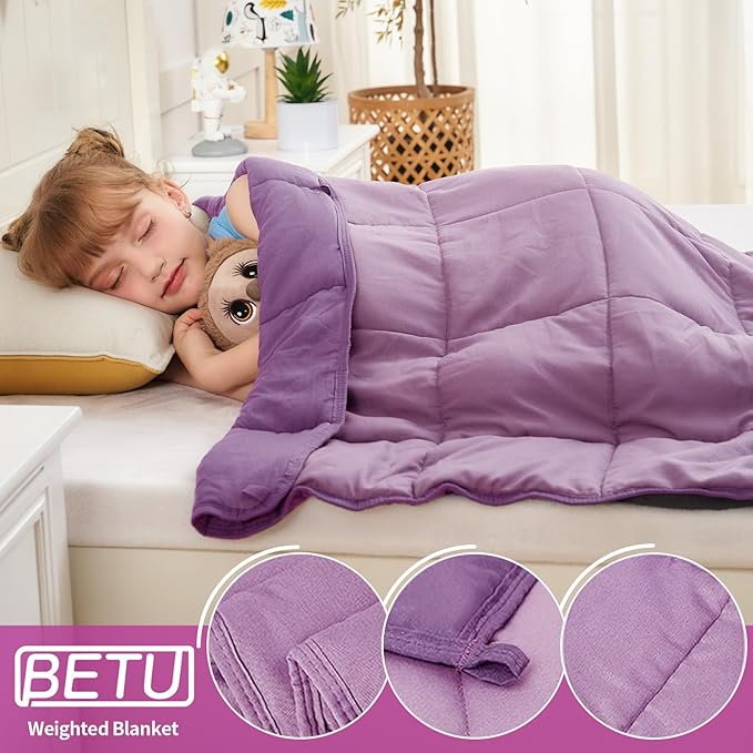 Purple Weighted Blanket Kids 5lbs, 36"x48", Cooling Heavy Throw Blanket for 20-40lbs, Microfiber Soft Thick Big Blankets Weighted Comforter Breathable Gift for Sleeping