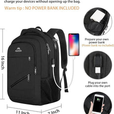 MATEIN 15.6 Inch Backpack for Men Women, 20 L Personal Item Casual Backpack Airline Approved, Water Resistant Laptop Computer Backpack with Multiple Organized Pockets, Black