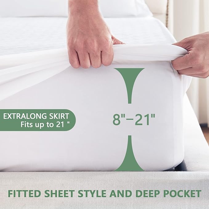 PremiumWaterproof Mattress Protector Twin XL Size, Breathable Bed Cover 3D Air Fabric Cooling Mattress Pad Cover Smooth Soft Noiseless Washable, 8''-21'' Deep Pocket (White)