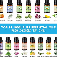 SACATR 550ml Aromatherapy Diffuser with 15x10mL Essential Oils, Ultrasonic Technology, Remote Control for Home Office