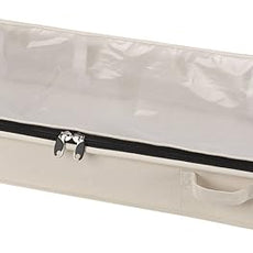 Household Essentials Cedarline Under Bed Storage Bag, Heavy-Duty Cotton Canvas, Textured PEVA Top with Durable 3-Sided Zipper, Front Handles, Foldable, Space-Saving, Natural