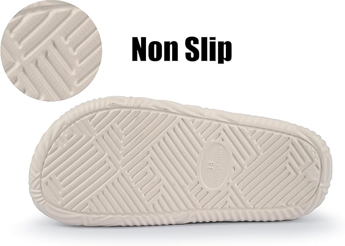 Weweya Slides for Women and Men - Bathroom Shower Shoes - Non Slip House Slippers - Lightweight Beach Sandals