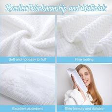 16 Pack Microfiber Bath Towels Bulk 27'' x 60'' Oversized Size Bath Towel Highly Absorbent Extra Large Soft Drying for Shower Beach Winter Salon Sport Gym Party (Lattice,White)