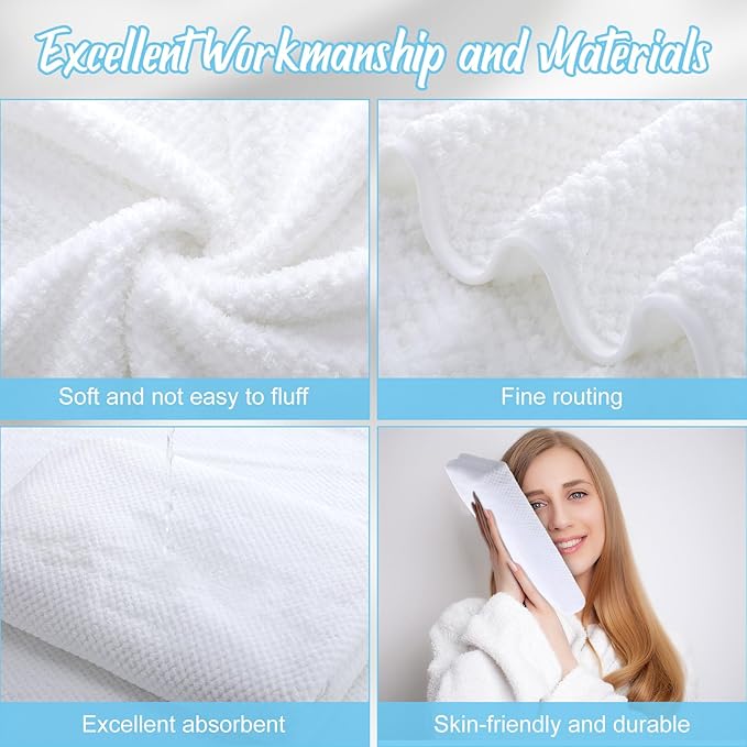 16 Pack Microfiber Bath Towels Bulk 27'' x 60'' Oversized Size Bath Towel Highly Absorbent Extra Large Soft Drying for Shower Beach Winter Salon Sport Gym Party (Lattice,White)