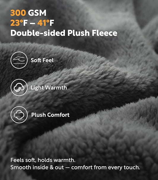 DAVID ARCHY Men's Hooded Robe Soft Coral Fleece Microfiber Bathrobe