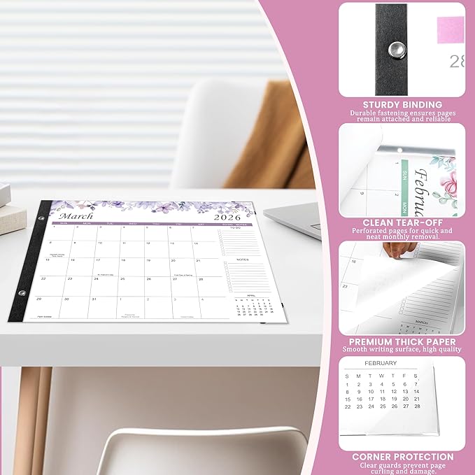 Desk Calendar 2026-2027 – 22" x 17" Large Desk Calendar Runs From January 2026 to June 2027