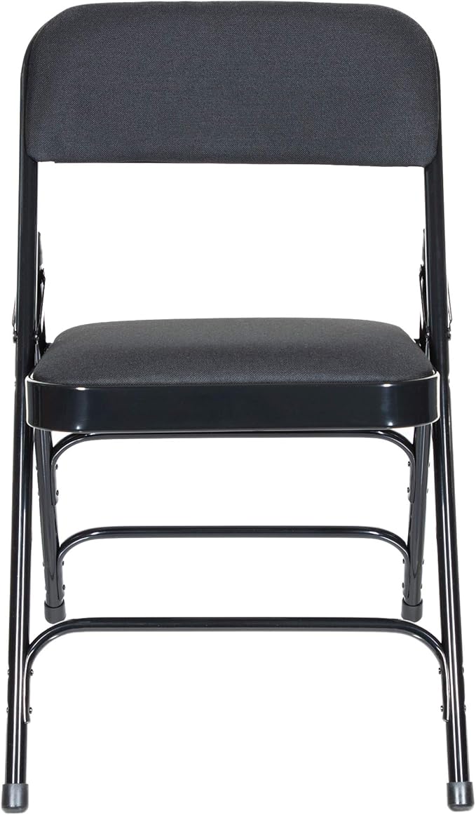 OEF Furnishings OEF2300 Series Heavy-Duty Premium Fabric Padded Upholstery Double-Hinged Triple-Braced Folding Chairs (4-Pack, Classic Black)