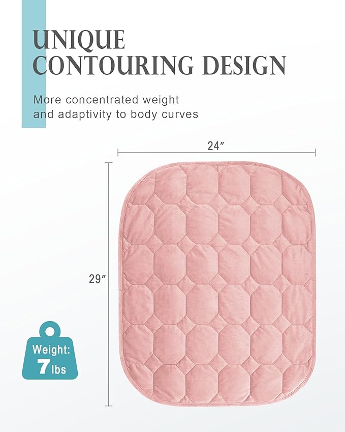 Weighted Lap Blanket 7lbs, Cozy Luxury Crystal Velvet Weighted Blanket for Adults, Small Weighted Blanket for Relaxation, Sleeping, Travel, Dull Pink, 29" x 24"
