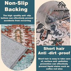 Washable Area Rug 9'x12' Retro Boho Design Non-Shedding Easy Care Ideal for High Traffic Areas in Living Room Bedroom Office Coffee Table Kitchen Large Carpet