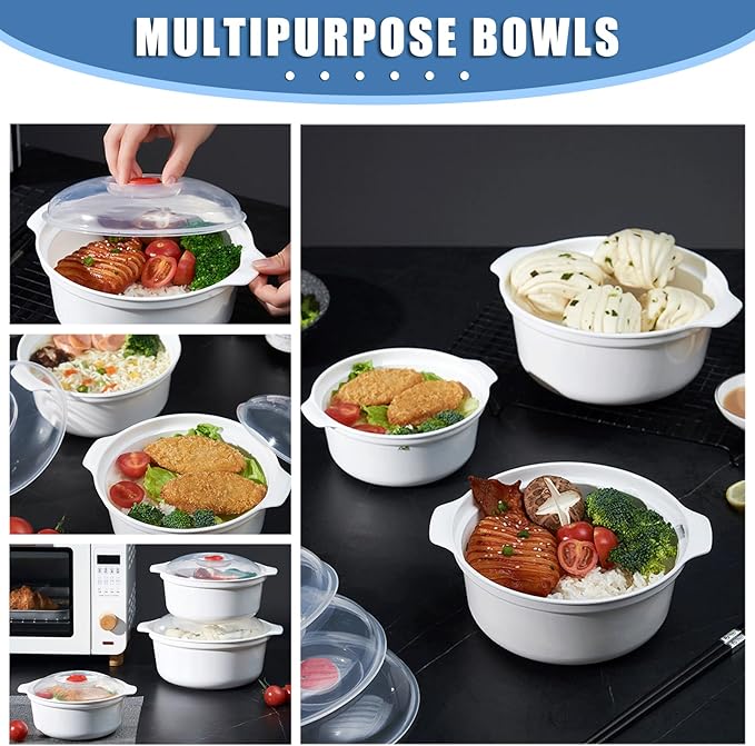 Microwave Bowls with Lids Microwave Safe Bowls Microwavable Dishes for Heating Food, Dorm Kitchen Essentials, Cookware Kitchen Supplies, BPA Free