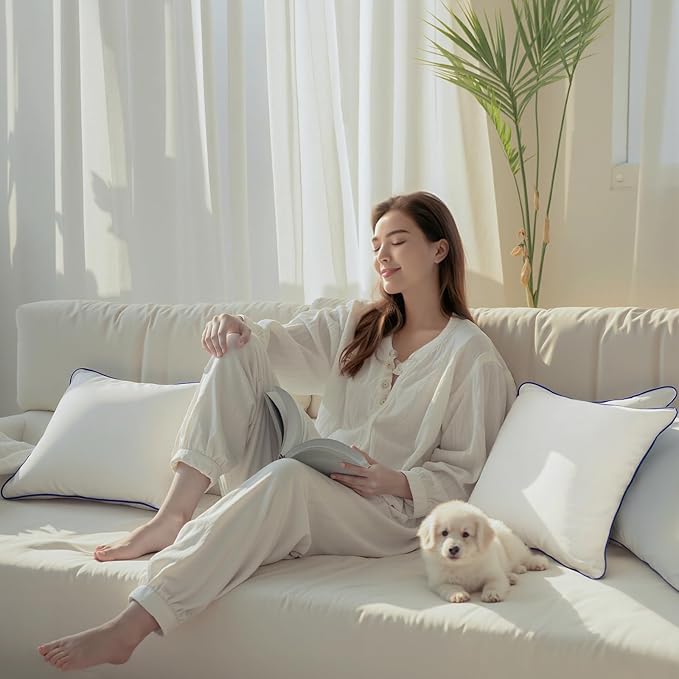 18x18 Pillow Inserts Set of 2, Hypoallergenic Soft Machine Washable Fluffy Virgin Microfiber Premium Throw Pillow Stuffer, Christmas Decorative Cushion for Bed, Couch, Sofa - White