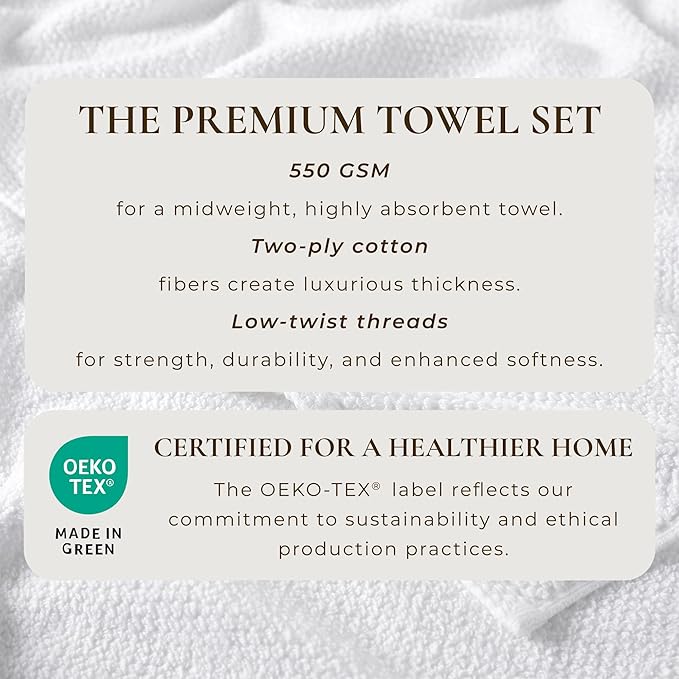 Great Bay Home 100% Cotton 4 Pack 54x27 Bath Towel Set - Absorbent, Quick-Drying, Durable Towels for Bathroom Decor - Low-Twist, Two-Ply Fibers (Optic White)