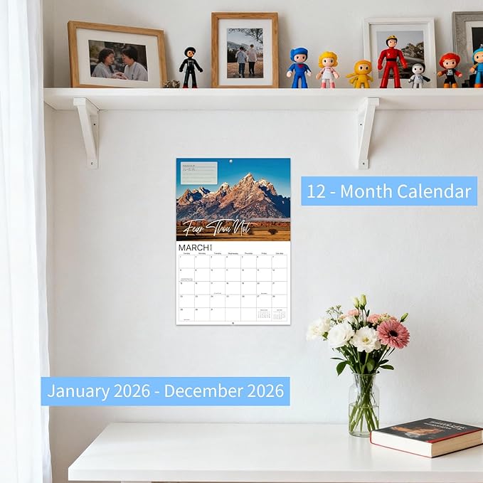 Faith Over Fear Bible Verse Wall Calendar 2026-12-Month with Bible Verse & Nature Scenes (Jan 2026 -Dec 2026), 9"x12" Closed, KJV Scripture, Thick Paper Christian Monthly Calendar for Home Office